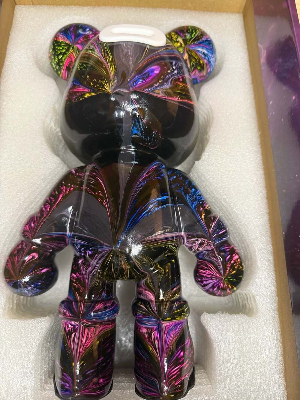 Fluid Bear Sculpture Multicolored Cosmic Horizon Resin Animal Statue